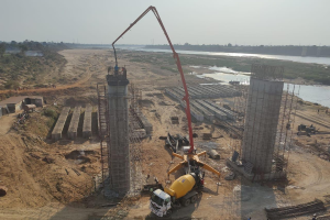 concrete pumping via boom pump.
